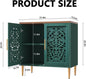 Green Accent Cabinet Carved Storage Vintage Furniture