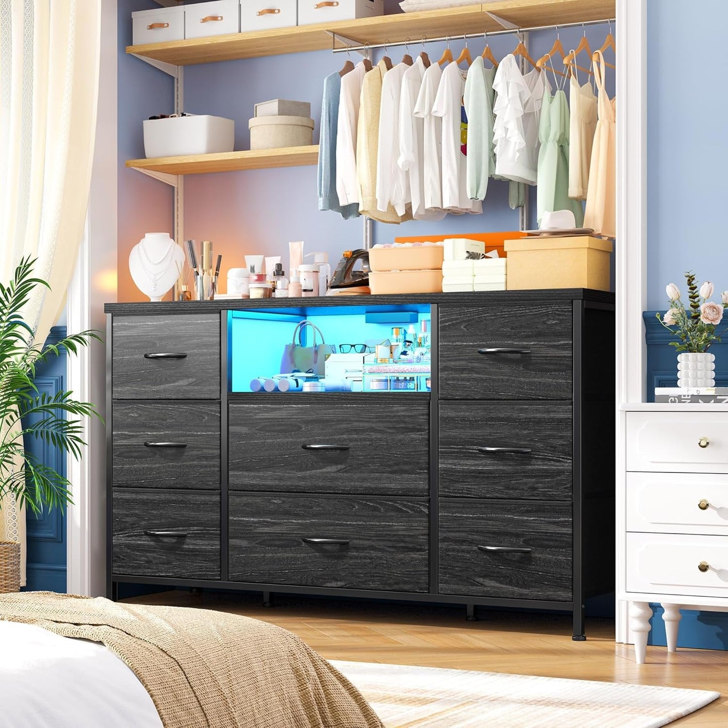 Contemporary Led Dresser Featuring 8 Spacious Drawers
