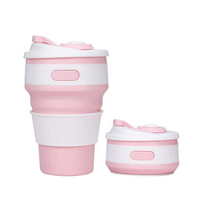 Silicone Foldable Water Cup Outdoor Portable Collapsible Cup 350ml Heat Resistant Expandable Coffee Cup